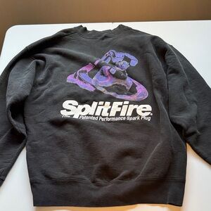 Vintage Spitfire Men's Black and Purple Crewneck Sweater